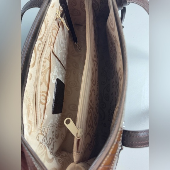 Brighton Crocodile Print Embossed Brown Leather Bag - Picture 6 of 9